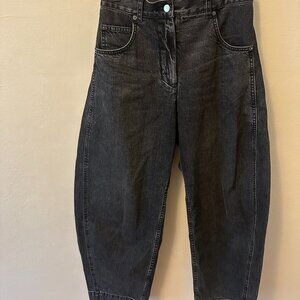 Rachel Comey Keenan Pant Washe Black Denim, Barrel Leg, High-Waist Womens Sz 6